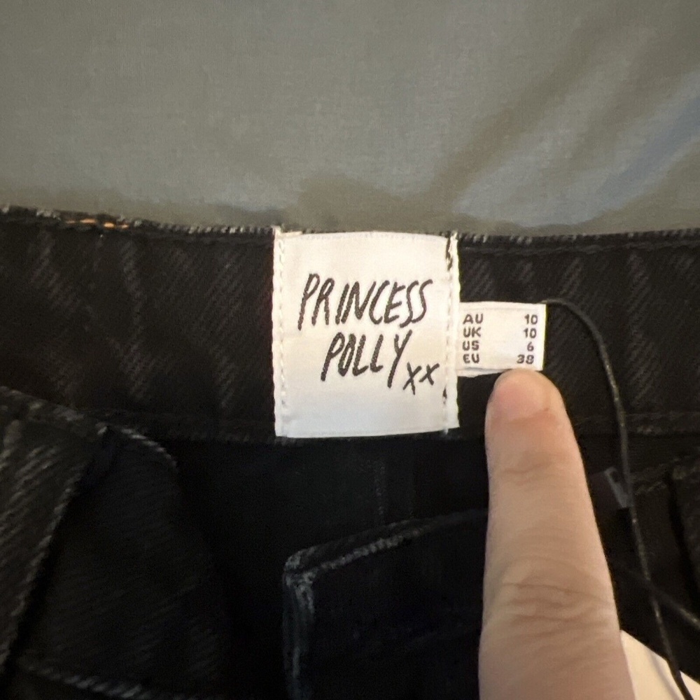 Princess Polly Carey Denim Jeans Black Size 6 NWT - Picture 3 of 9